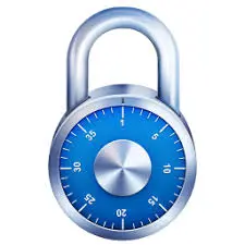 lock A padlock with the number 1 0 and a blue dial.