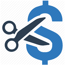 price-reduction A blue dollar sign with scissors and a pair of scissors.